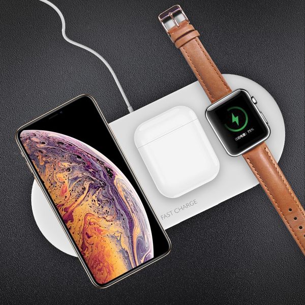

min.1pcs qi universal wireless charger pad 3-in-1 10w fast charge for cell phone & apple series watch and earbuds bluetooth