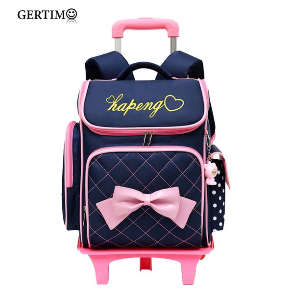 

removable children school bags with 2/6 wheels for girls trolley backpack kids wheeled bag kids bookbag travel luggage mochilas