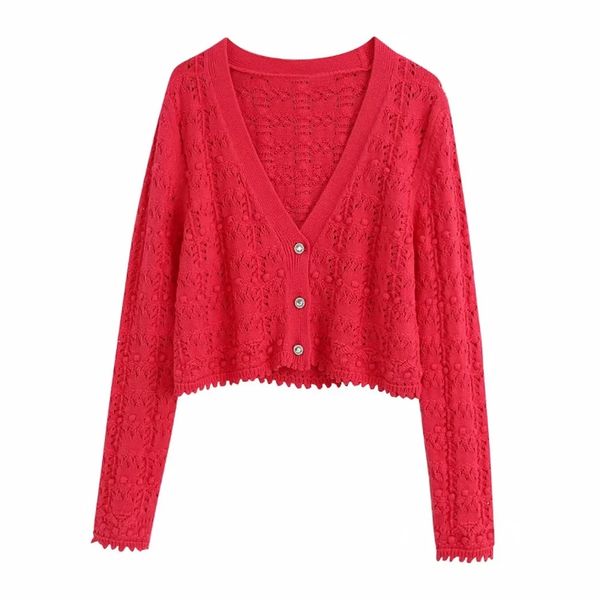 

jacquard mesh knitting women red short sweater 2020 fashion leisure lady long sleeve loose pullover sw750, White;black