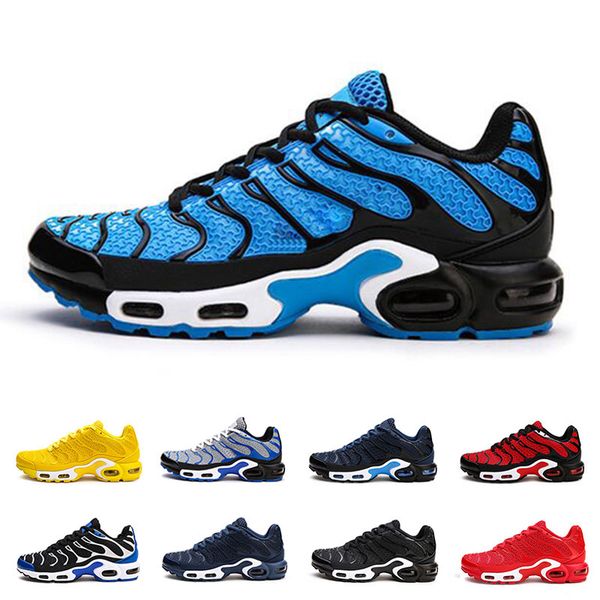 

TN PLUS Mens Running Shoes Nanotechnology KPU Material Womens Classical Triple Black Red Blue Yellow Breathable Sports Sneakers Size 7-13