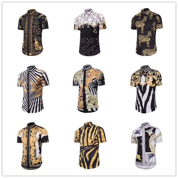 

мужская 2020 роскошная дизайнерская одежда плед печатные пуговицы вниз платье футболки 20ss лето новый бренд мода повседневная тонкий мужчин, White;black