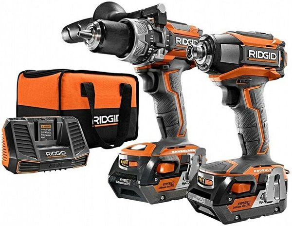 

Ridgid Бесшнуровой перфоратор и amp; водитель удара + 2 батареи x 4.0 Ah и