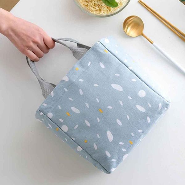 

printed lunch bag storage insulated cooler adults outdoor students drawstring travel portable picnic bento box working tote, Blue;pink