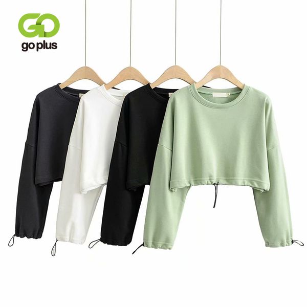 

goplus korean women's sweatshirt short pullover streetwear oversize cropped sweatshirts bluza damska sweat femme kleding vrouwen, Black