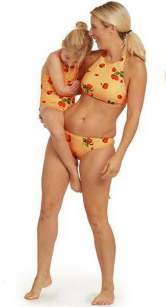 

hirigin family matching swimsuit fruit printed two piece mother daughter women kids baby girls bikini bathing suit
