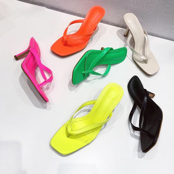 

women slipper summer outdoor slip on flip flops ladies thin high heels slides elegant leisure shoes, Black