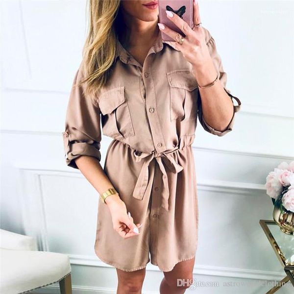 

lapel neck long sleeve ladies casual dresses designer womens streetwear with sashes autumn womens shirt dresses solid color, Black;gray
