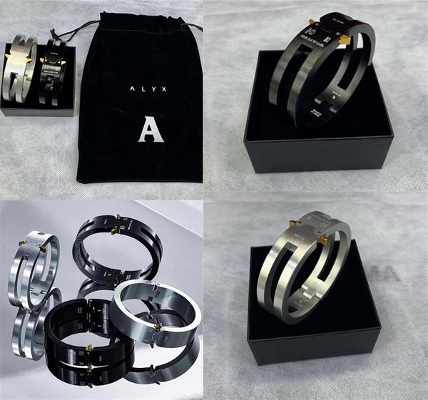 

with bag and box rollercoaster track alyx aluminium alloy bracelet women men couples alyx jewelry bangles, Black