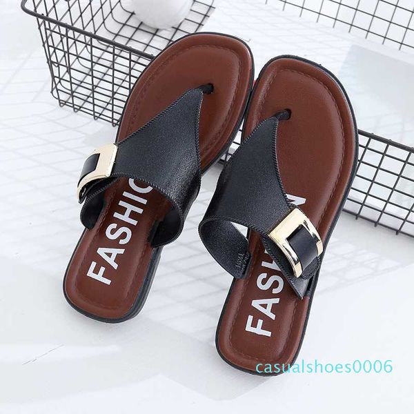 

women's slippers summer beach slippers 2020 casual beach women's shoes summer home flat flip-flops c06, Black
