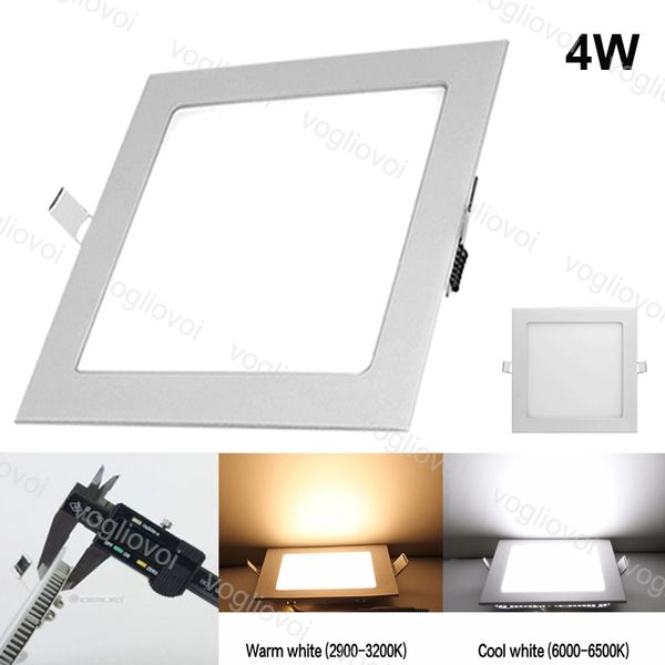 

square downlight 4w ac110v 240v aluminum profile acrylic cover side emitting white warn white led smd2835 recessed lamps 95mm cut dhl