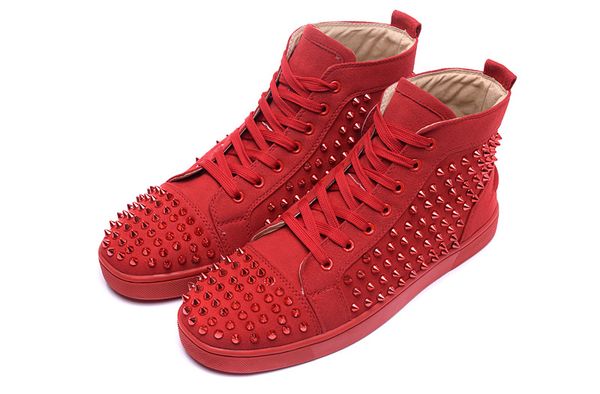 

original box red bottom sneakers for men women red bottom spike shoes fashion luxury designer shoes high leather wedding party lls, Black