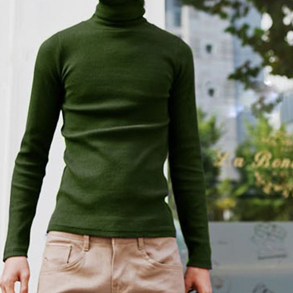 

plus size men long sleeve pullover high neck turtleneck basic t shirt tee knitwear @88, White;black