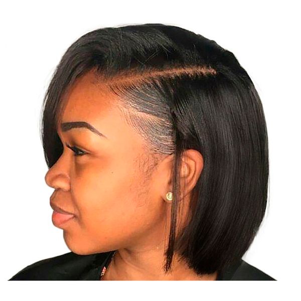 

bob lace front human hair wigs with baby hair pre plucked brazilian remy hair full end straight short bob wig for black women
