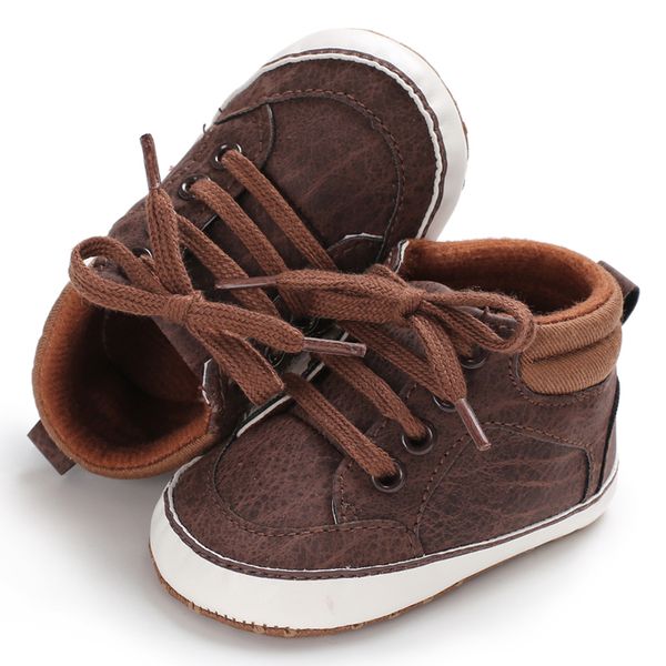 

newborn baby boy girl crib shoes casual warm soft bottom anti-slip first walkers lace-up sneakers prewalker 0-18 months, Black;grey