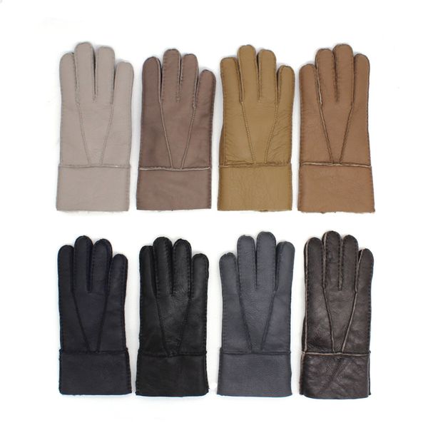 

harssidanzar mens classic winter gloves warm gloves genuine leather with sheepfur, Blue;gray