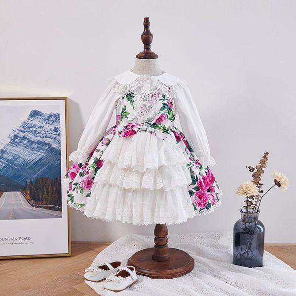 

2pcs 2020 new spanish retro dress baby girl clothes bow print dress for girls sweet cute princess vestidos y2931, Red;yellow