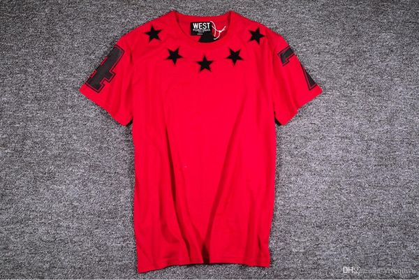 

mens designer t shirts stereo embroidery flocking pentagonal star 47 short-sleeved t-shirt for men and women 2019, White;black