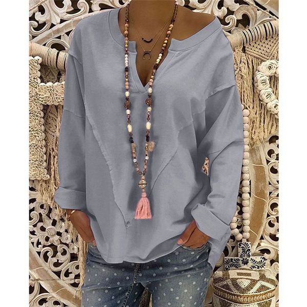 

2018 autumn winter long sleeve t shirt women tshirt women v-neck loose cotton tee shirt femme plus size -3xl, White