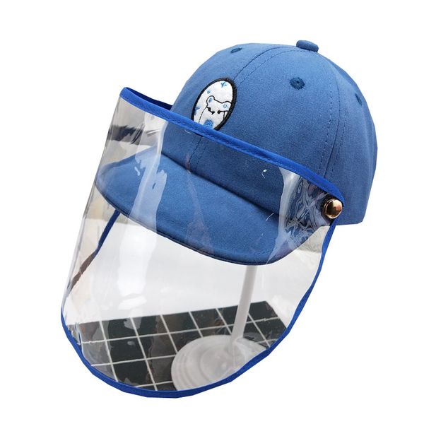 

dhl kid cotton removable protective baseball cap anti saliva windproof sand outdoor safety defence fisherman cap full mask sun hat, Blue;gray