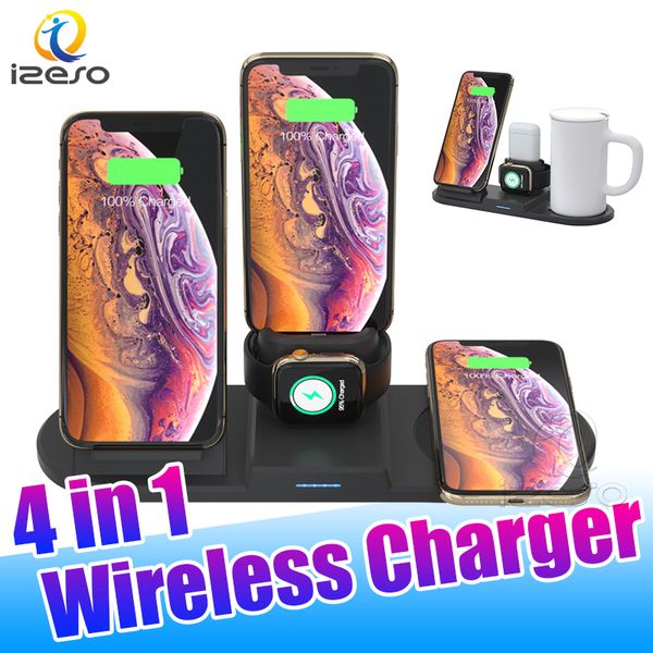 Stazione di ricarica wireless veloce da 15 W Dock di ricarica portatile per telefono multifunzionale per Huawei P30 Pro Apple Watch 2 3 4 5 con tazza izeso