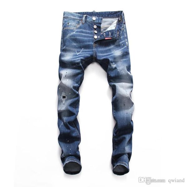 

2020 newbalmainmens distressed ripped biker mens luxury designer jeans slim fit motorcycle biker denim for men s fashion black mens jeans, Blue