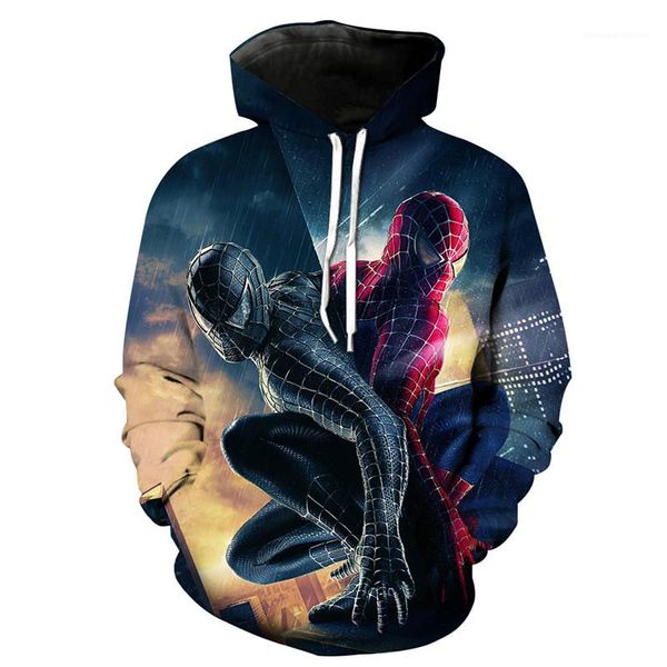 

mens hoodies autumn long sleeve hooded loose mens sweatshirts fashion streetwear couples clothes spider 3d printed, Black