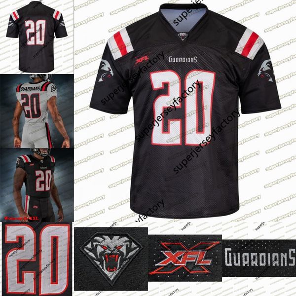 

guardians xfl football jersey agasiva terrence demarcus ayers tj barnes keenen brown garrett brumfield nick deluca scott daly askew-henry, Black;red