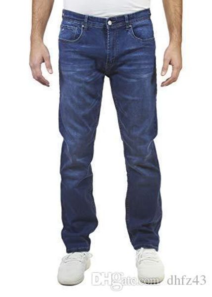 

tailor vintage men's classic wash straight fit relaxed denim pants, Blue