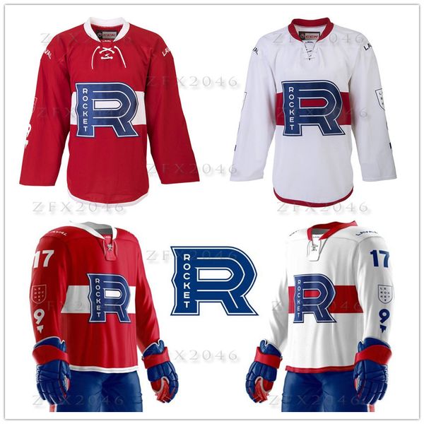 

custom vintage ahl affiliate laval rocket red white hockey jerseys stitched canadiens unveil logo ccm any number your name customized, Black