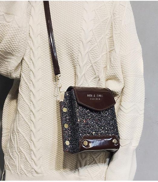 

bag female 2020 new wave version of autumn and winter retro wild fashion simple sequined shoulder messenger bag small square bag