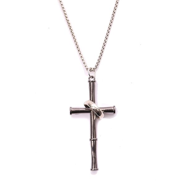 

junwei classic cross necklaces pendants women men prayer crucifix male, Silver