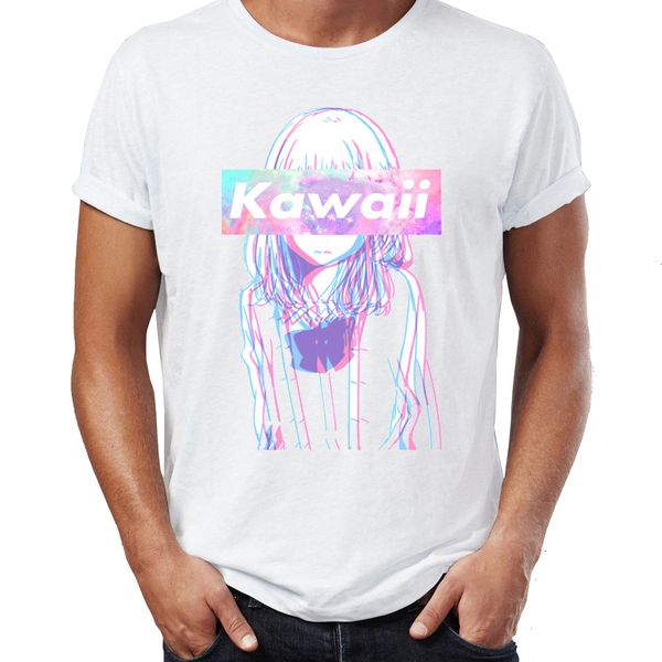 

men's t shirt manga anime waifu kawaii senpai weeb funny otaku awesome artsy printed tee, White;black