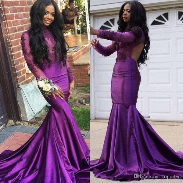 

elegant mermaid prom dresses party hollow jewel long sleeve african black girl pageant gowns evening special occasion robe de soirée