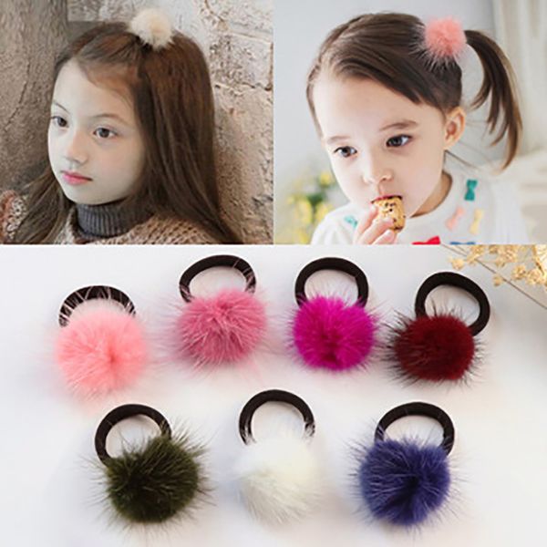 

girl children elastic rubber band multicolor hair ball hair ring baby cute scrunchies headdress accessories, Slivery;white