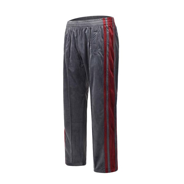 

hip hop streetwear old school side stripe velvet track pants, Black