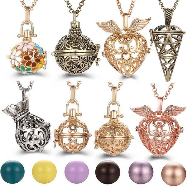

mexico chime music angel ball caller locket necklace vintage pregnancy necklace aromatherapy essential oil diffuser accessories, Black