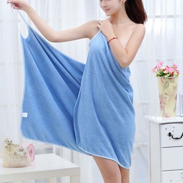 

new bath towels fashion lady wearable fast drying magic beach spa bathrobe dress bikini cover up soft swimwear, Blue;gray