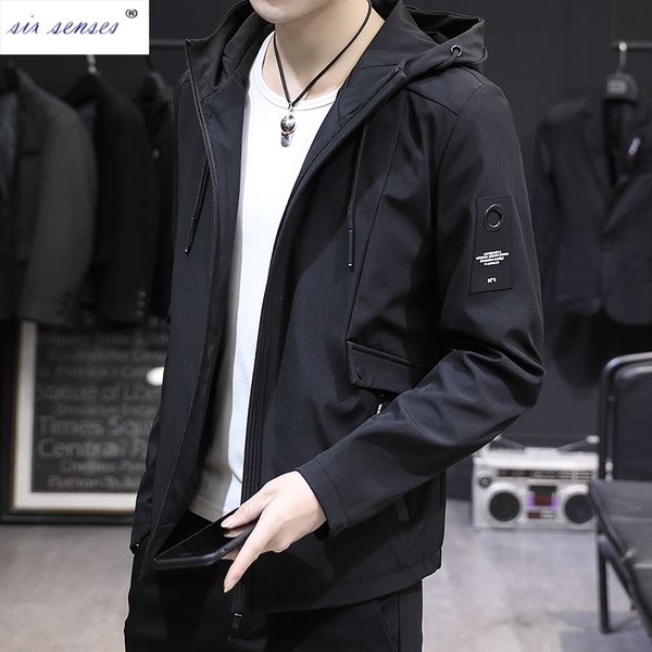 

men's spring and autumn plus fertilizer xl hooded windbreaker men's jacket casual loose jacket jackets sixsenseswmp86, Black;brown
