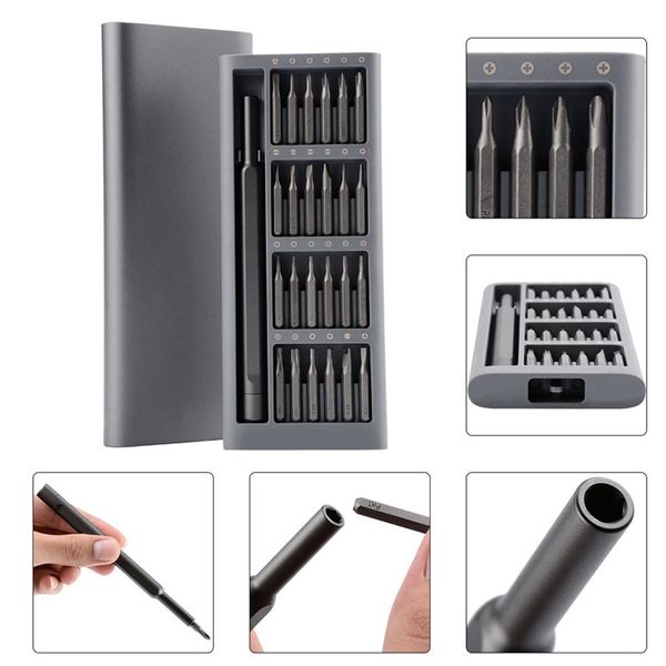 

24pcs multi-tool magnetic screwdriver set repair kit with alloy case tools xjs789