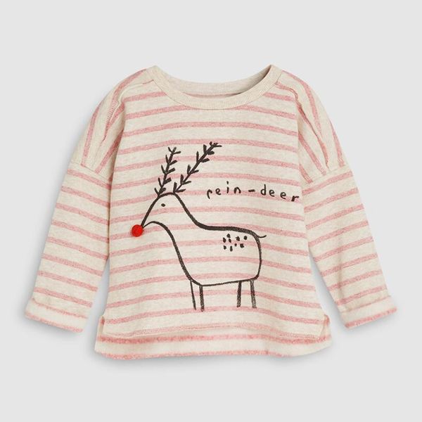 

little maven children brand baby girl clothes 2019 осень девушки хлопок топы с длинным рукавом полосатый олень футболка t200413, Blue