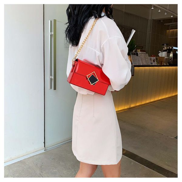 

jiulin lacquer simple chain slant bag summer new style of xiaoqing women 2019 baitao xiaofang bag tide