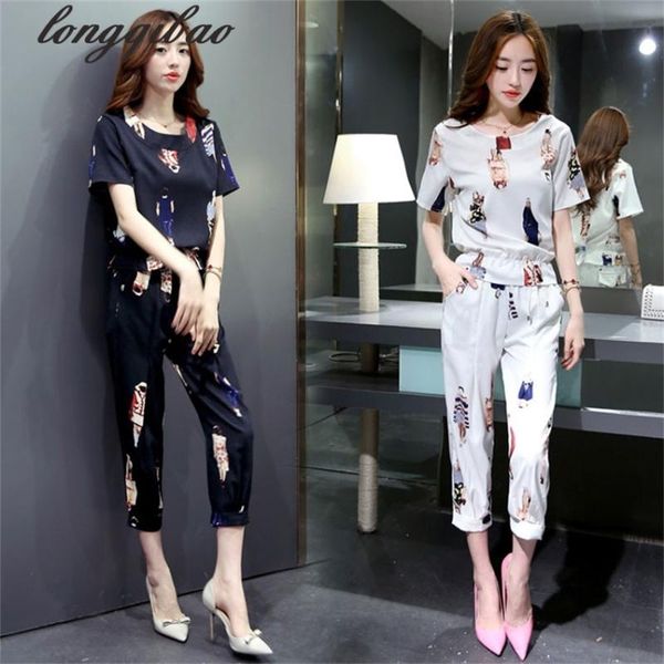 

summer style 2019 new women flower printed short sleeve t-shirt+shorts leisure women clothes set female suit tb775, White