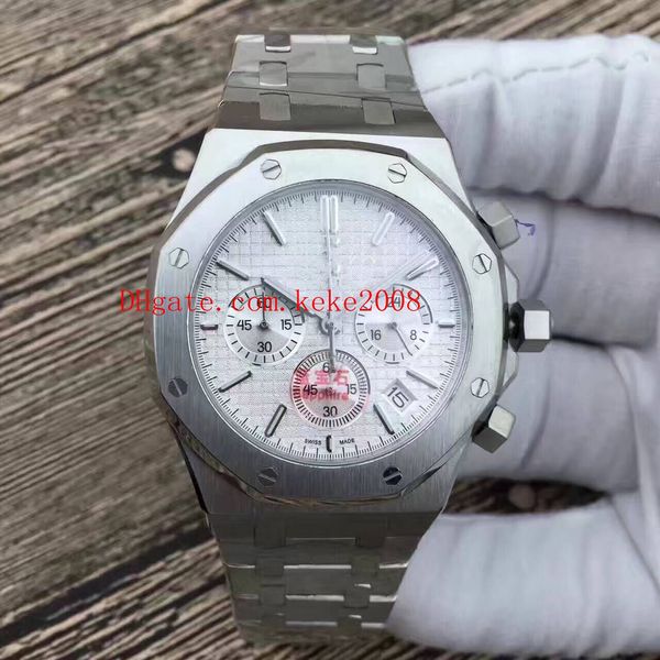 

2 colors luxury wristwatches royal oak 26320st.oo.1220st.01 26320 41mm stainless steel vk quartz chronograph working mens watch watches, Slivery;brown
