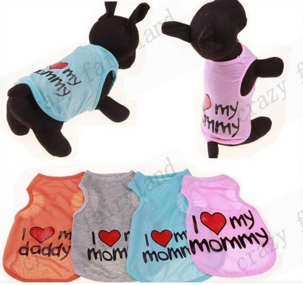 

pet vest shirt summer dog clothes i love my daddy mommy cotton clothes dog puppy thin cotton blends pet clothes apparel s-xxl