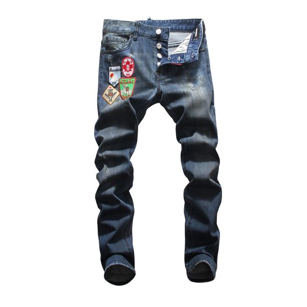 

2020 роскошные мужские дизайнерские джинсы slim fit motorcycle biker denim jean высококачественные мужские джинсы рок возрождение джинсы, Blue