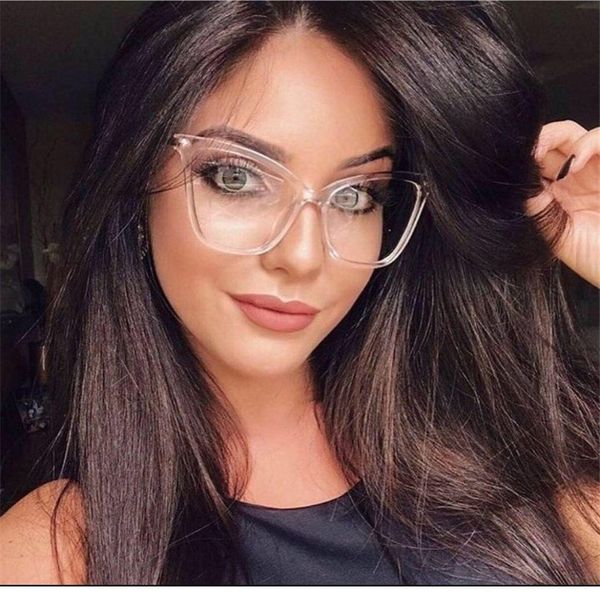 

cubojue cat eye transparent glasses women oversized fashion eyeglasses frame woman non-prescription spectacles vintage style, Silver