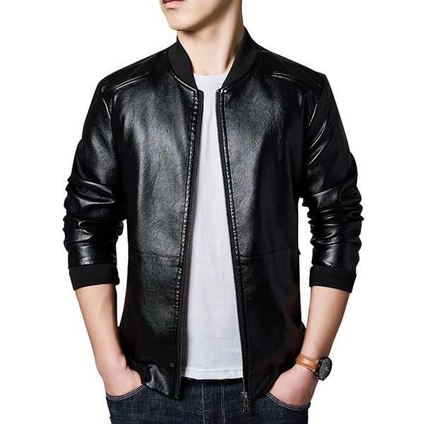 

mantlconx men's leather jackets 2020 new autumn zipper pocket leather coats casual motorcycle pu jacket male fashion jackets man, Black