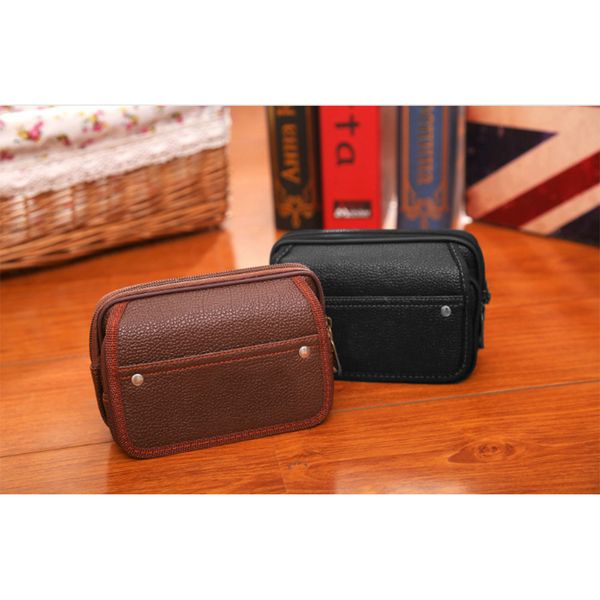 

men fashion leather solid handle bags zipper handbag purse