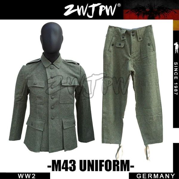 

german m43 wh ss field-gray wool jacket and trousers uniform de 505102, White;black