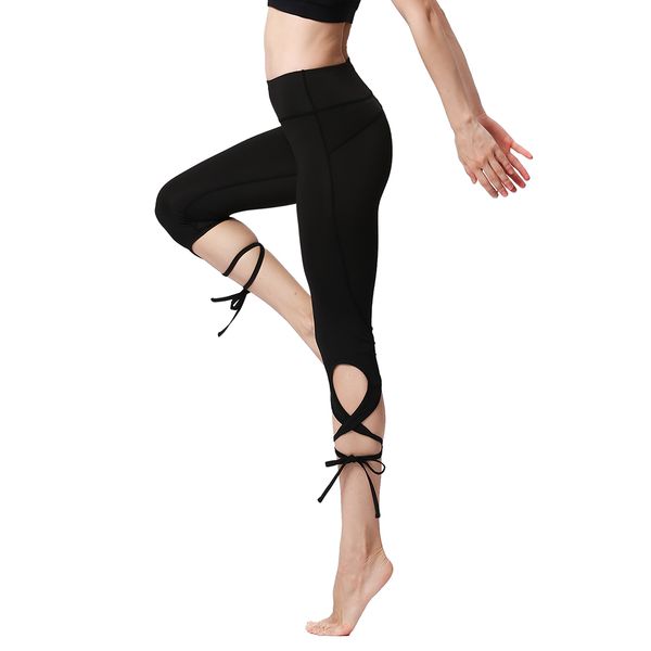 

lace up bandage yoga gym pants 2019 new style fashion women high waist fitness sport patchwork jogging leggings yoga pants, White;red